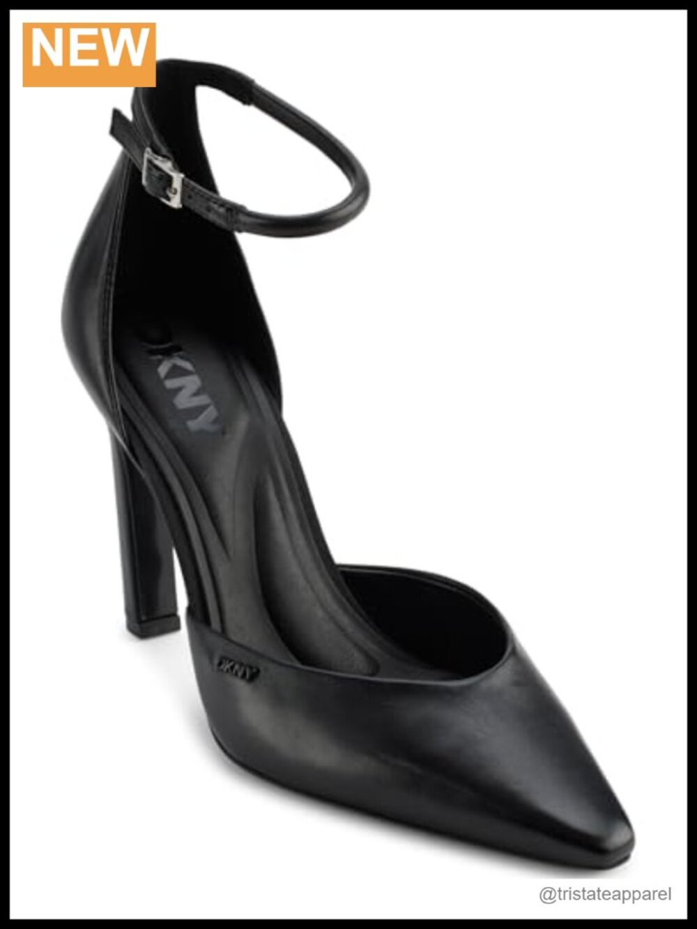 Faux Leather Pointed Toe Ankle Strap Stiletto Heel Pump